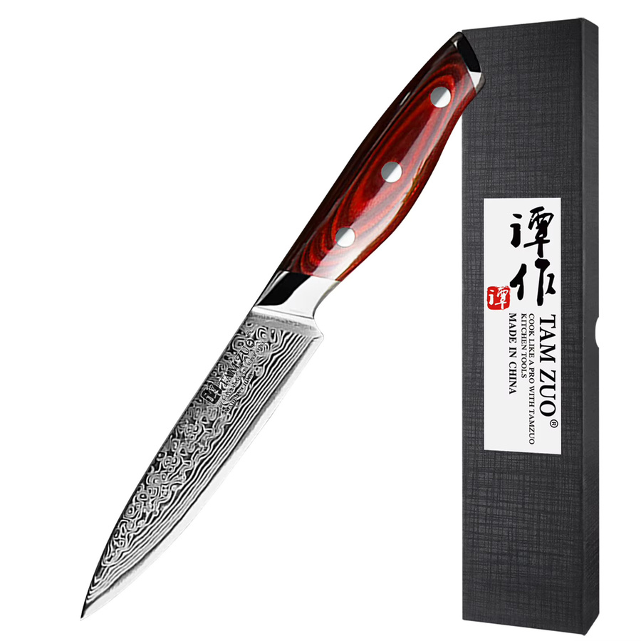 TAMZUO Schälmesser aus 67-Lagen Damaszener Stahl mit Holzgriff, 4,8 Zoll Japanisches Gemüsemesser für die Küche - Bild 5