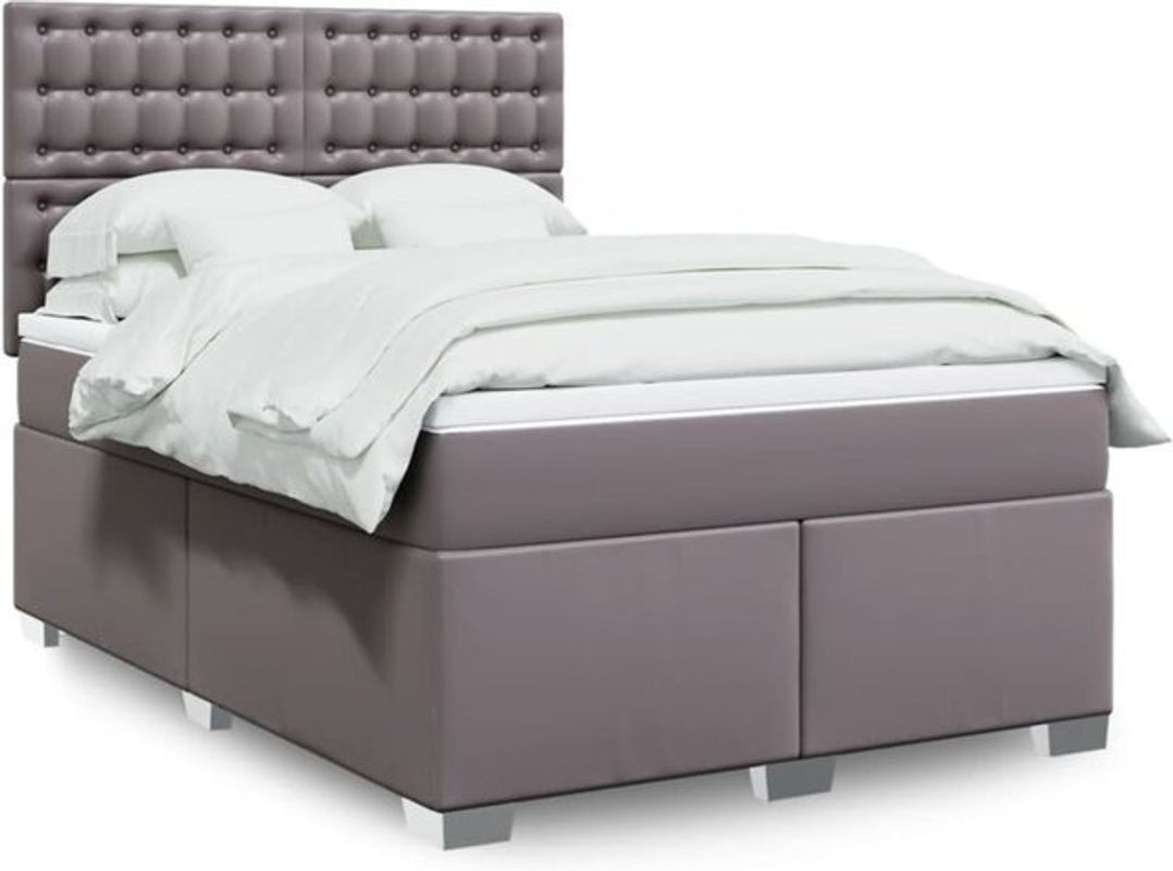 Boxspringbett mit Matratze von vidaxl in Grau aus Kunstleder, B/T/H: 140 x 190 cm - Bild 1