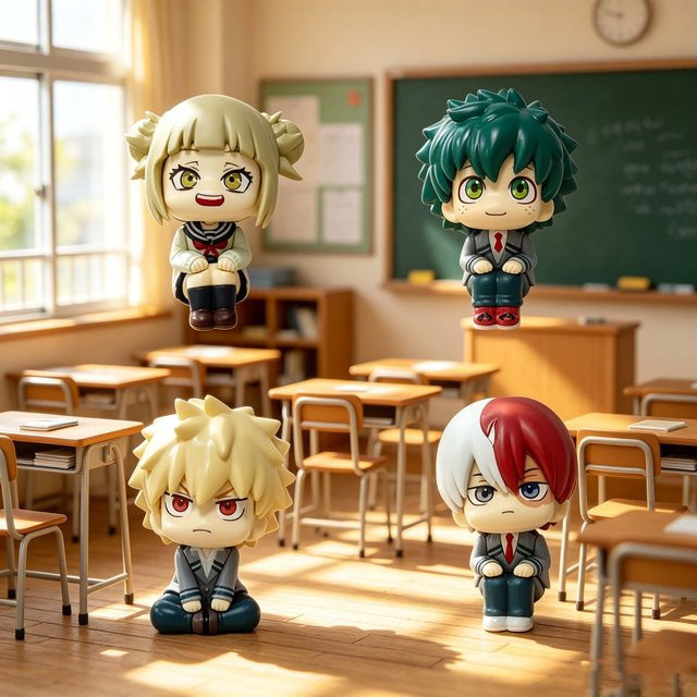 Bandai Q-Version Anime-Figur Bakugou Katsuki Midoriya Izuku Todoroki Shoto, Actionfiguren, Kunststoff, Bunt / Mehrfarbig - Bild 1