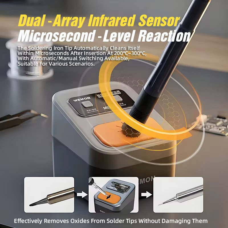 WEMON M12 Intelligenter Lötkolben-Spitzenreiniger mit Doppel-Infrarotsensor und 3 Geschwindigkeiten - Bild 5