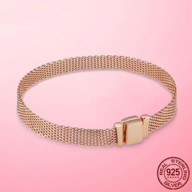 YIRAN Jewelry Mesh-Armband, 925 Silber, Goldfarbe, 20cm, Damen - Bild 1