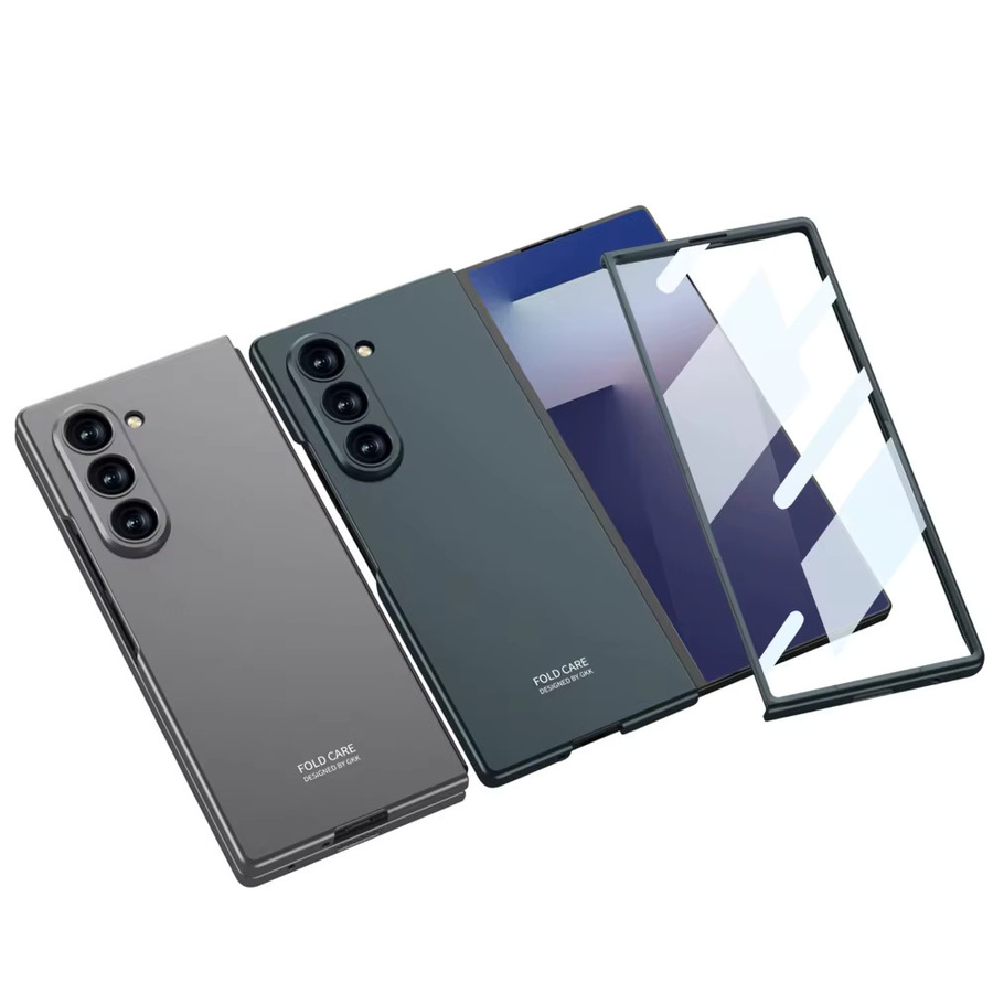 Stoßfeste Schutzhülle für Samsung Galaxy Z Fold 7 5G aus mattem Kunststoff mit transparenter Glasschutzfolie in Blau - Bild 2