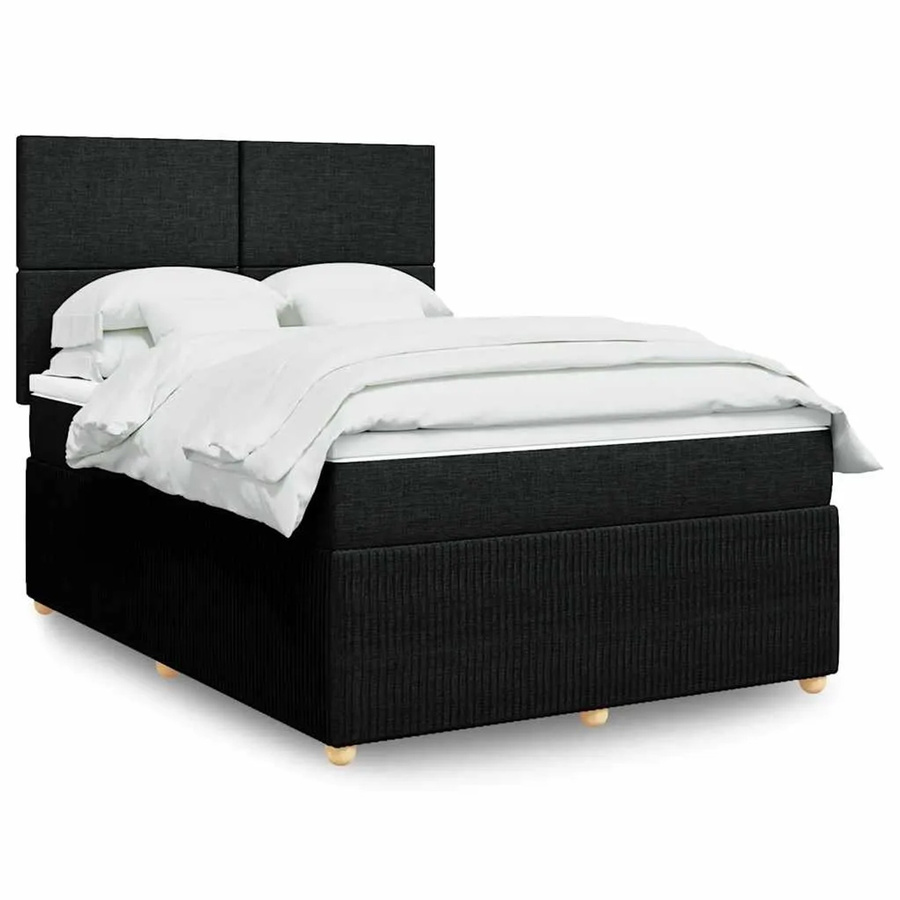 vidaXL Boxspringbett mit Matratze Schwarz, Hybrid-Bett mit USB-Ladeport und Unterbettbeleuchtung, B/T: 160 x 200 cm - Bild 2