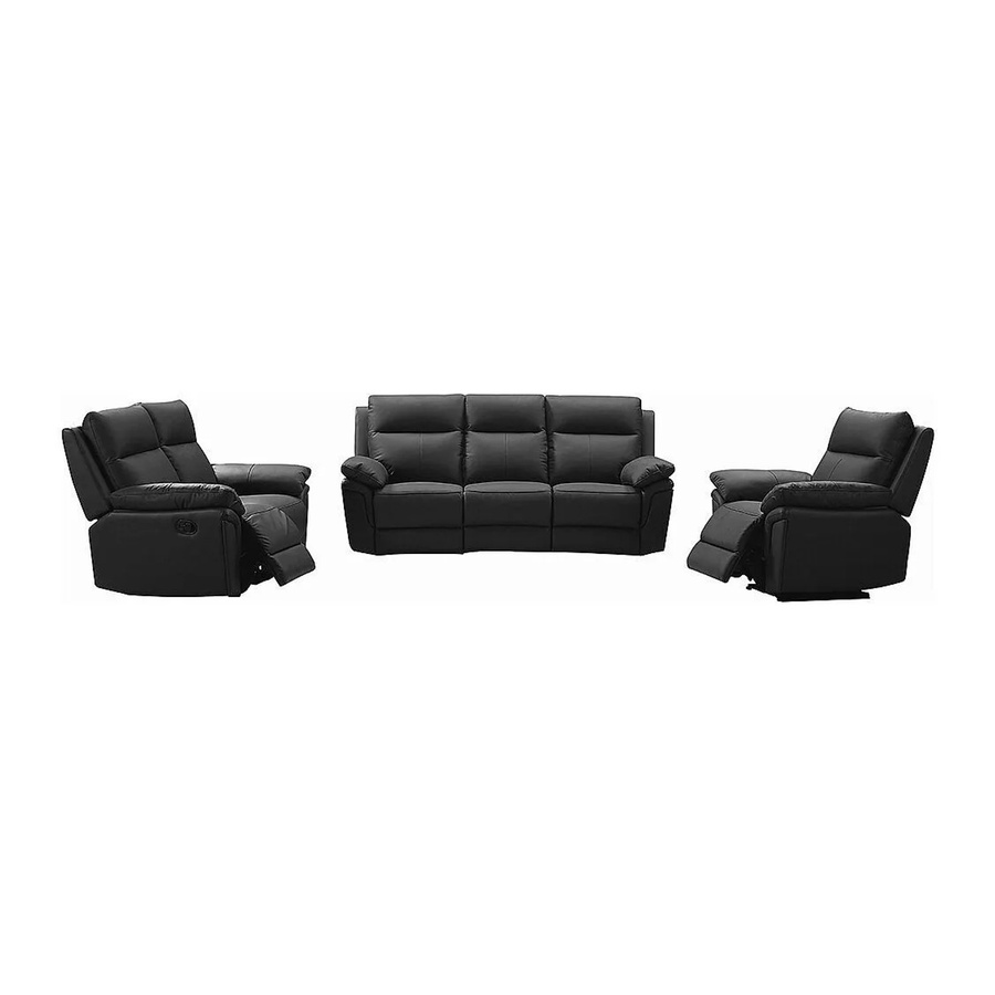 Vente-unique Couchgarnitur Pakita aus Büffelleder in Schwarz bestehend aus 3-Sitzer, 2-Sitzer und Sessel mit B/T/H: 208 x 153 x 98 cm - Bild 2