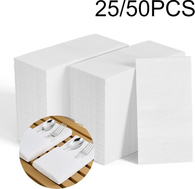 Weiße Einweg-Servietten aus Papier für Restaurants und besondere Anlässe wie Weihnachten, Hochzeiten oder Partys, 25 oder 50 Stück - Bild 1