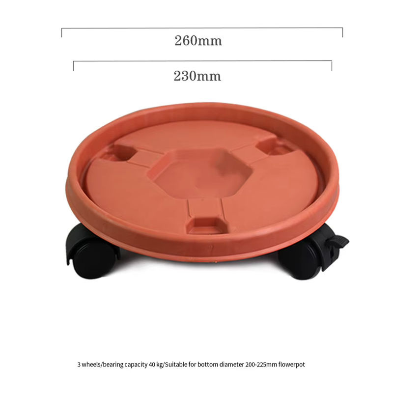 LEENKEA Pflanzenbeweger mit Rollen, Universal Blumentopf-Rolle, Farbe: Brick red, Durchmesser: 26 cm - Bild 5