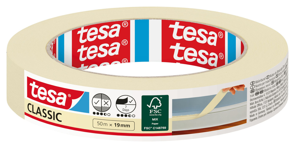 tesa Classic Kreppband Weiß, Breite: 19 mm, Länge: 50 m - Bild 2
