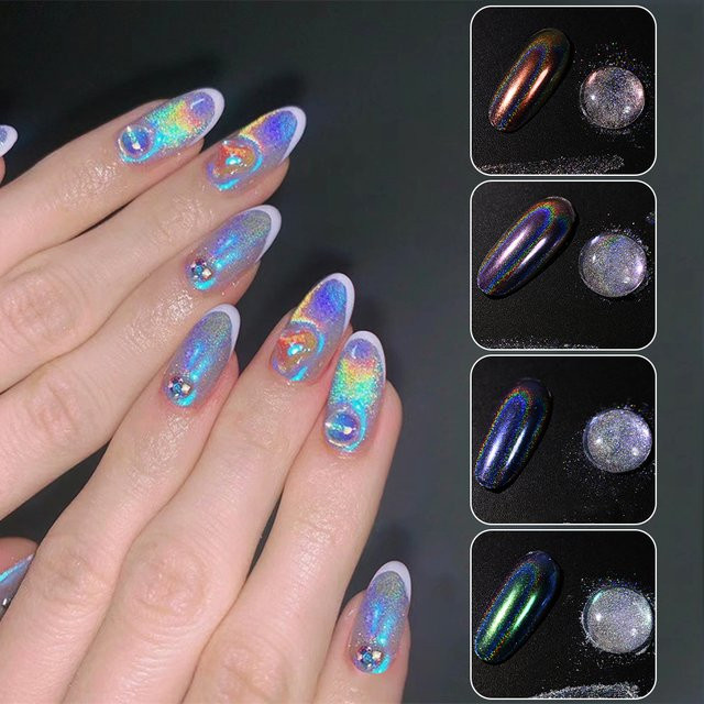 HotPress Nagelpulver, Chrom Regenbogen Laser, 4 Farben - Bild 1