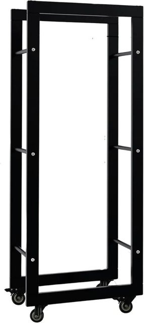 DELUKE Kaminholzregal SATLO aus Metall mit Rollen in Schwarz, B/T/H: 25 x 40 x 100 cm - Bild 1