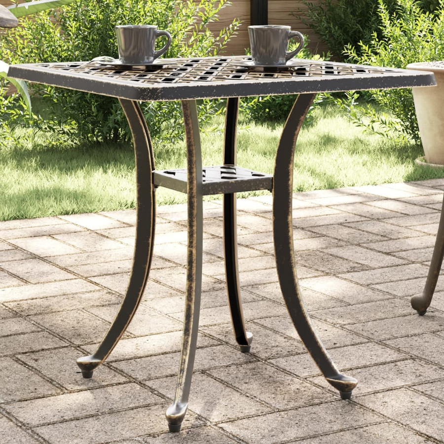 vidaXL Gartentisch aus Aluminiumguss in Bronze, quadratisch und UV-beständig, B/T/H: 53 x 53 x 53 cm - Bild 2