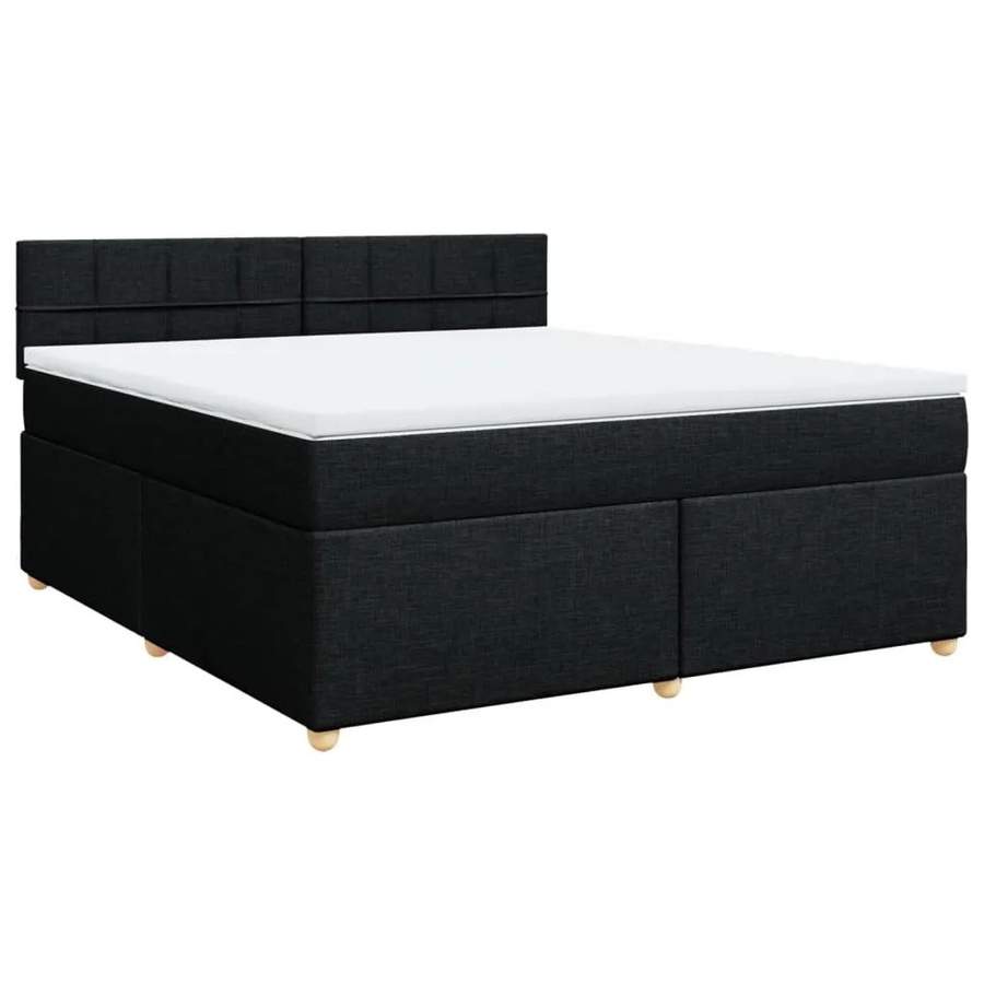vidaXL Boxspringbett mit Matratze in Schwarz aus Stoff mit USB-Ladeport und Unterbettbeleuchtung, B/T: 180 x 200 cm - Bild 2