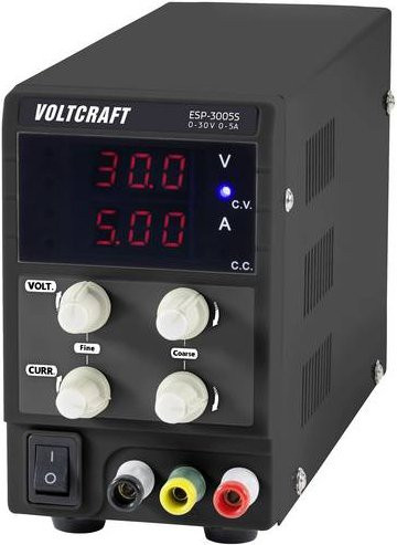 VOLTCRAFT ESP-3005S Labornetzgerät in Schwarz, einstellbar 0 - 30V, 0 - 5A, 150W mit 4mm Steckanschluss und 1 Ausgang - Bild 1