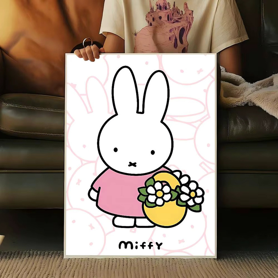 Potdemiel Vintage Paper Poster Miffy Cartoon Wanddeko Mehrfarbig - Bild 4