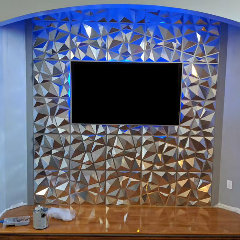XBLOOM 10 Stück Diamant-Mosaik-Wandpaneele 3D-Wandaufkleber in Silber und Gold für moderne Wanddekoration - Bild 2