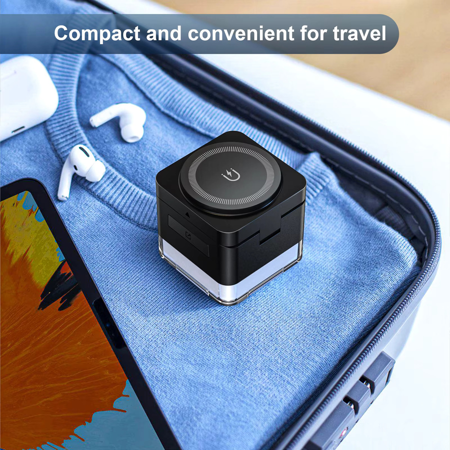 VEERNOO 3-in-1 Magnetisches Kabelloses Ladegerät Faltbar in Schwarz mit 15W Schnellladefunktion und Nachtlicht für iPhone, Apple Watch und AirPods - Bild 5