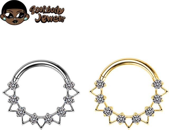 ZOORBODY JEWELRY Piercing Nasenring, Titan, Zirkonia, Hohl Dreieck - Bild 1