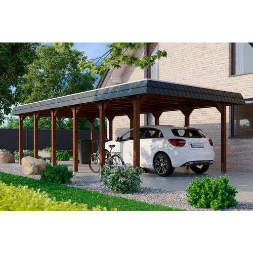 Skan Holz Carport Spessart in Braun mit schwarzer Blende B/T: 396 x 893 cm - Bild 2