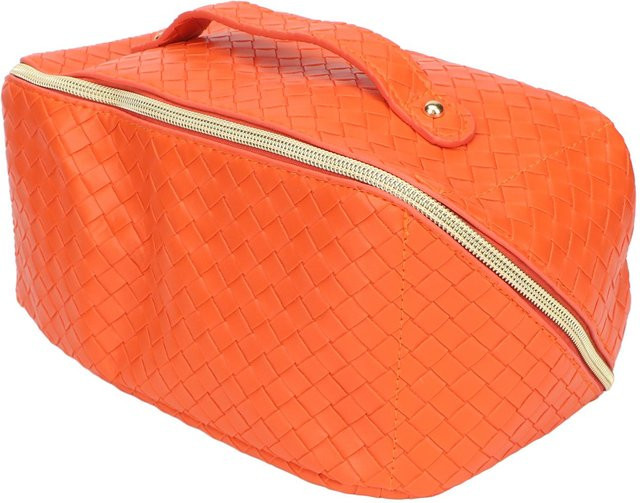 GoolRC Make-up Reisetasche, PU-Leder, Kariert, Orange Red, Damen - Bild 1