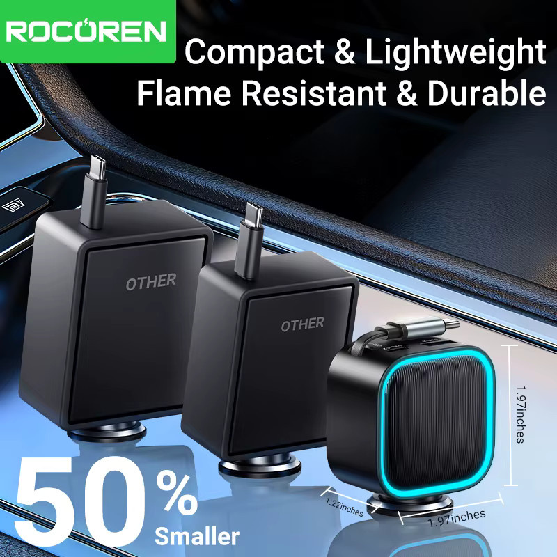 Rocoren 3-in-1 Einziehbares Autoladegerät PD 30W in Schwarz mit USB-Typ-C und 2C+A Anschlüssen - Bild 5