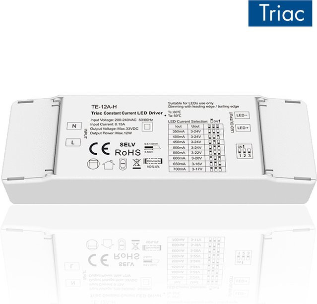 CENFAYA Triac Konstantstrom-LED-Treiber 12 W, dimmbares LED-Netzteil mit PWM und digitalem Dimmen, 100–700 mA, weiß - Bild 1