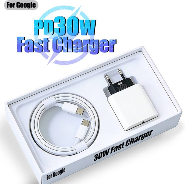 Keai PD 30W USB-C Schnellladegerät mit Typ-C Datenkabel in Weiß für Google Pixel Serie - Bild 1