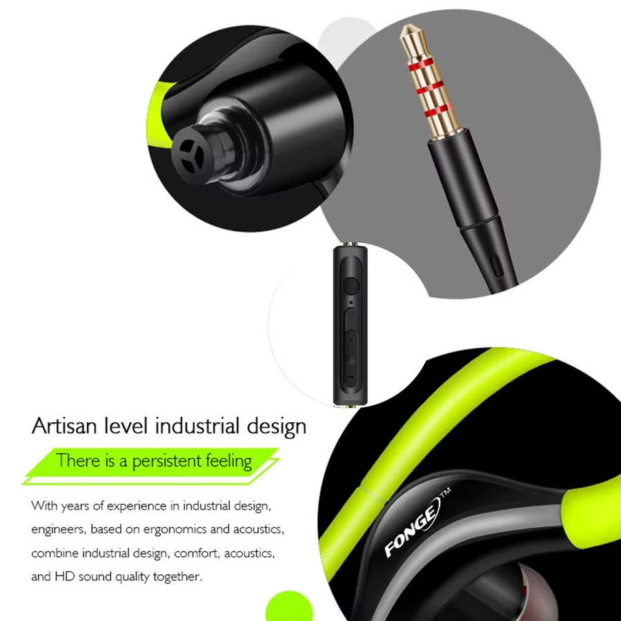 S760 Wired In-Ear Kopfhörer mit Mikrofon, Wasserdichtes Sport Headset mit Super Bass in Schwarz, 3,5 mm Klinkenanschluss - Bild 2