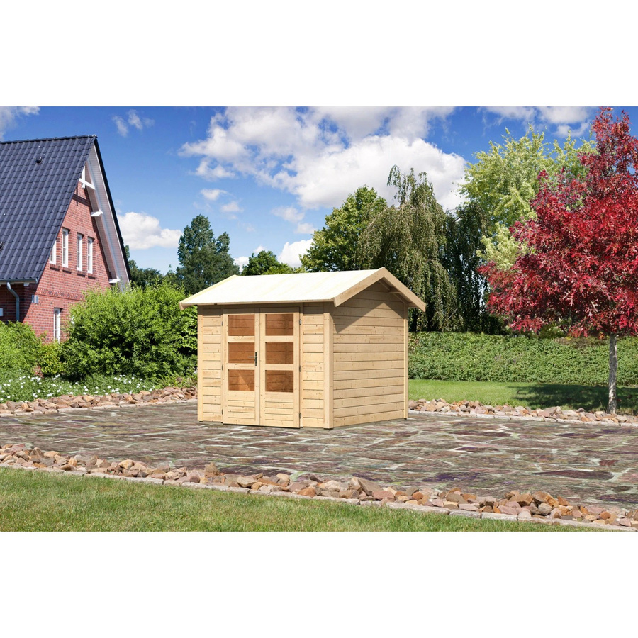 Karibu Holz-Gartenhaus Timra mit Satteldach in Naturbelassen Braun B: 240 cm, T: 242 cm, H: 240 cm - Bild 2