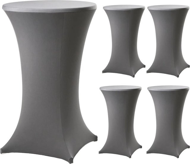 TRUTZHOLM 5er Set runde Stehtischhusse aus New Jersey Stretchstoff in Anthrazit für Durchmesser 60 bis 80 cm - Bild 1