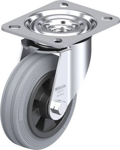 Blickle Lenkrolle L-VPP 100R-SG aus Stahl und Kunststoff, Farbe: Grau/Schwarz, Rad-Durchmesser: 100 mm, Tragfähigkeit: 70 kg - Bild 1