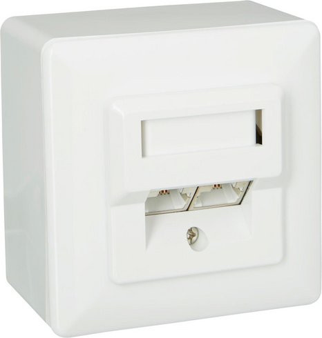 Schwaiger Netzwerk-Anschlussdose für Ethernet/LAN, Weiß, Kunststoff, Aufputzmontage - Bild 1
