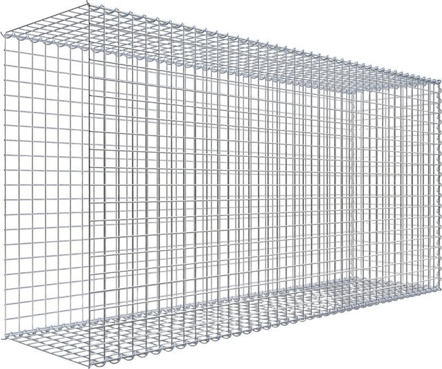 Gabiona Anbaukorb Typ 2 aus Stahl in Silbergrau, B/T/H: 100 x 200 x 50 cm, Maschenweite 5 x 5 cm - Bild 1