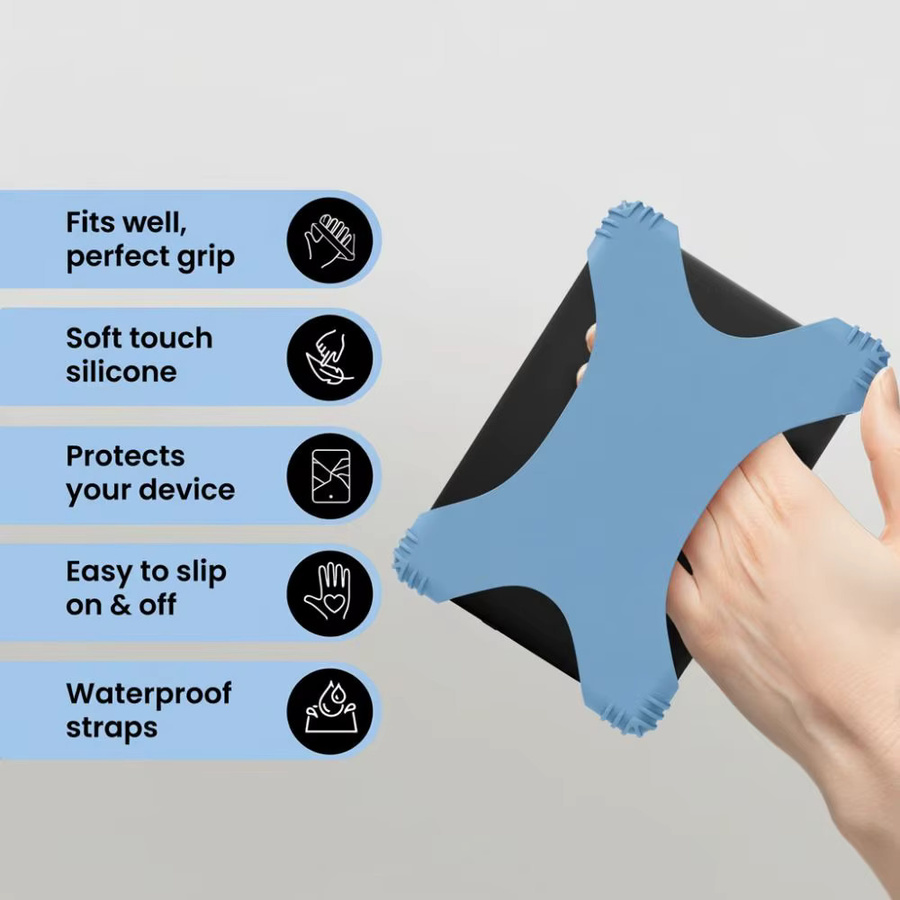 Silikon Handgelenk-Trage für E-Reader 6-8 Zoll in Schwarz mit Anti-Drop-Funktion und rutschfestem Griff - Bild 4