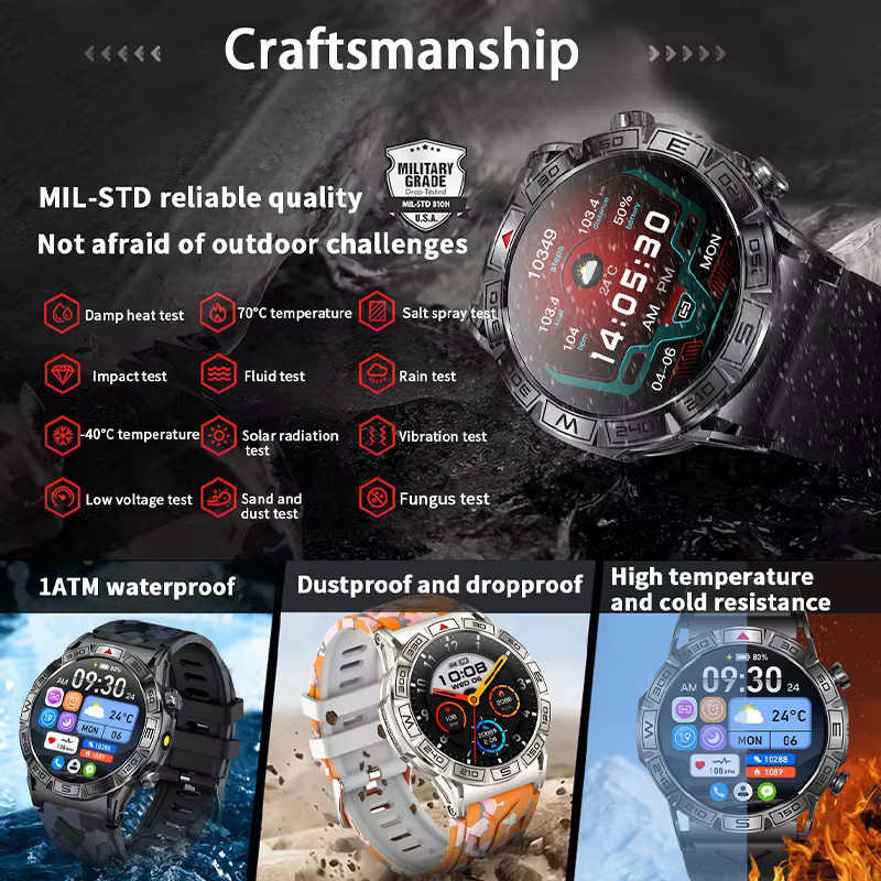 GEJIAN Smartwatch, Schwarz, Silikon, GPS, Rund - Bild 3