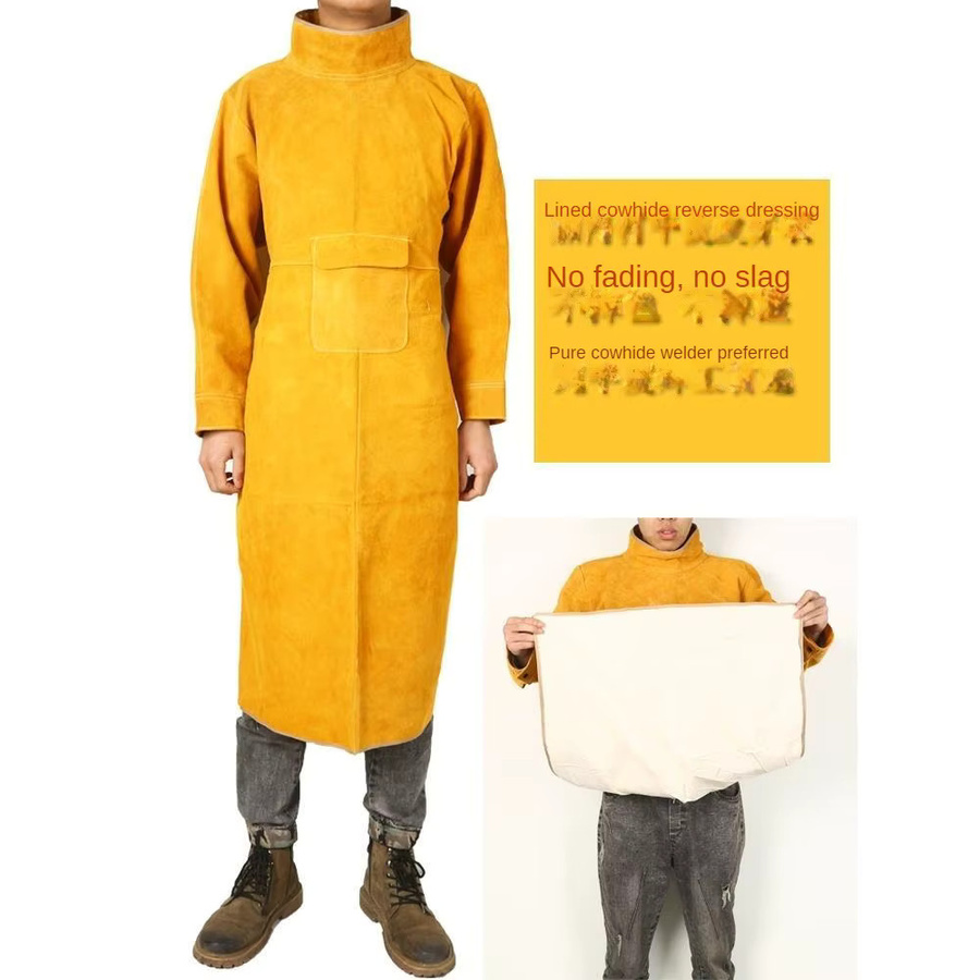 Sayaxiga Schweißer Schürze aus Rindsleder in Braun, flammhemmende Schutzkleidung - Bild 5