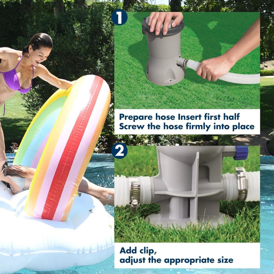 OutsideWorld Ersatzschlauch und Klemme Set für Schwimmbecken Poolfilterpumpen, kompatibel mit 300GPH und 330GPH Pumpen, Weiß, 2 Stück - Bild 4