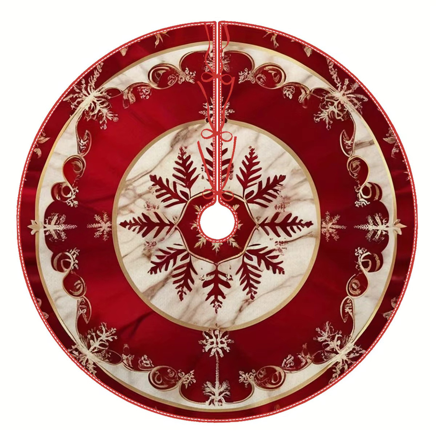 VIKAMA Weihnachtsbaumrock im nordischen Design, rot, floral mit Textilmaterial - Bild 4