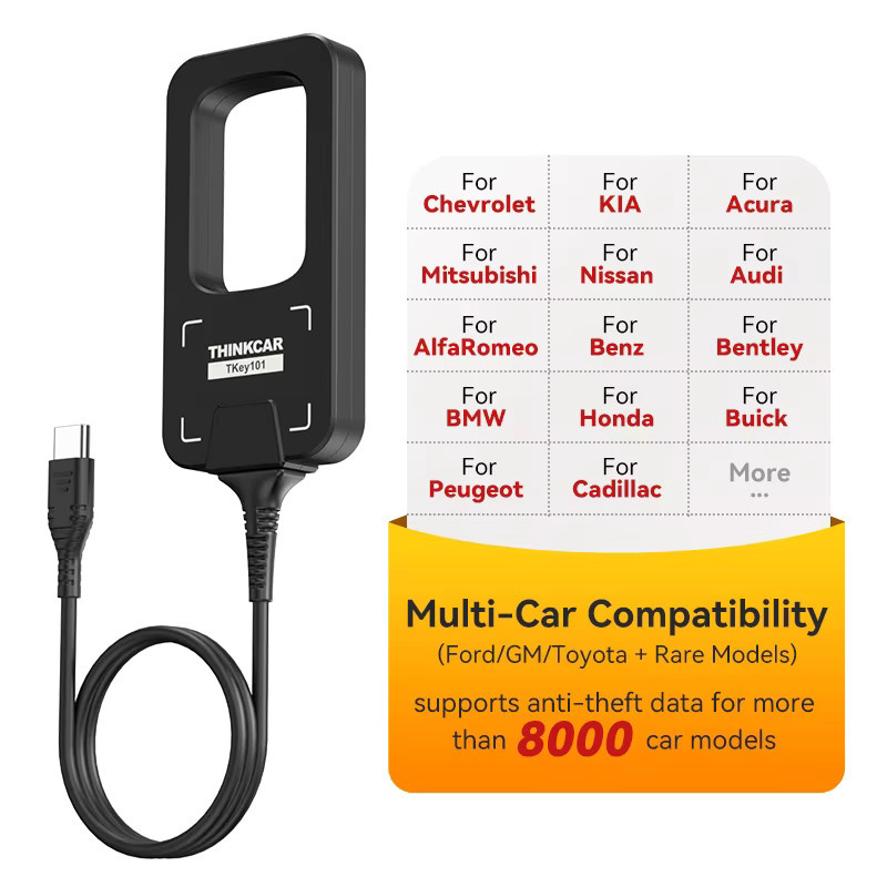 THINKCAR TKEY 101 Universeller Autoschlüssel-Programmierer in Schwarz mit 6 Fernbedienungen zur Unterstützung von Anti-Diebstahl-Systemen für MUCAR 892BT und THINKCAR 689BT - Bild 5