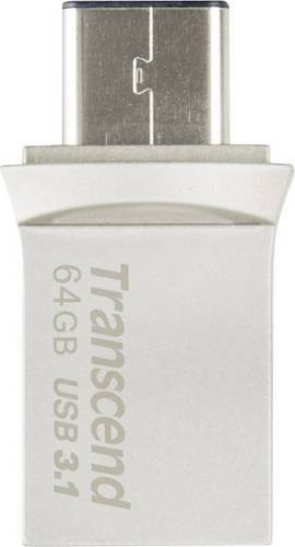 Transcend JetFlash 890 USB-Flash-Laufwerk Silber 64GB mit USB-C und USB-A Anschluss - Bild 1