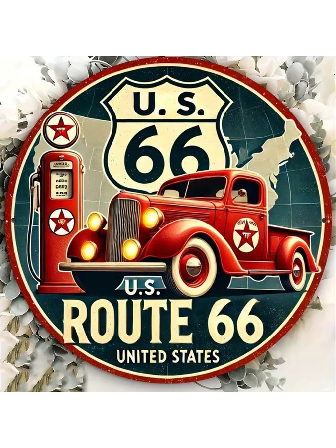 CIFBUY Retro Route 66 Metallschild Vintage Aluminium Wanddekoration, B: 30,48 cm, H: 20,32 cm, Mehrfarbig - Bild 4
