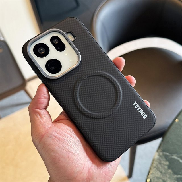 Magnetische PU-Leder Handyhülle mit Kohlefaser-Muster für OPPO Find X9, X9S Pro, X8S+, X8 Ultra und Reno 15 Pro Max in Schwarz mit kabelloser Ladefunktion - Bild 1