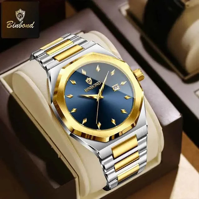BINBOND Armbanduhr Quarz, Edelstahl, Blau, Herren - Bild 1