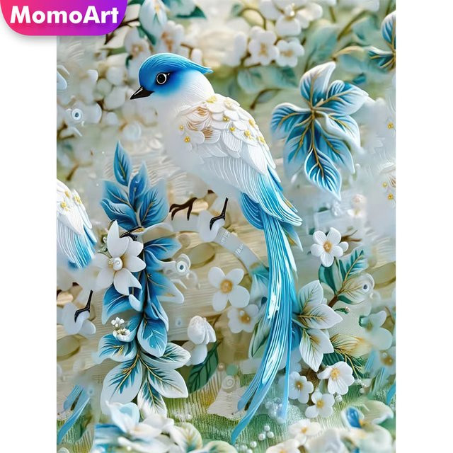Momoart DIY Diamant Mosaik Set mit Vogel und Tier Mustern für Erwachsene und Anfänger, Mehrfarbig, B/H: 30 x 20 cm - Bild 1