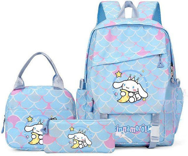 3-teiliges Schulrucksack-Set in Blau aus Oxford-Stoff mit Schultasche und Federmäppchen - Bild 1