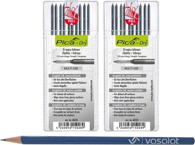 vasalat Pica Dry Multi-Use Ersatzminen Graphit 2B wasserlöslich 20 Stück in Grau - Bild 1