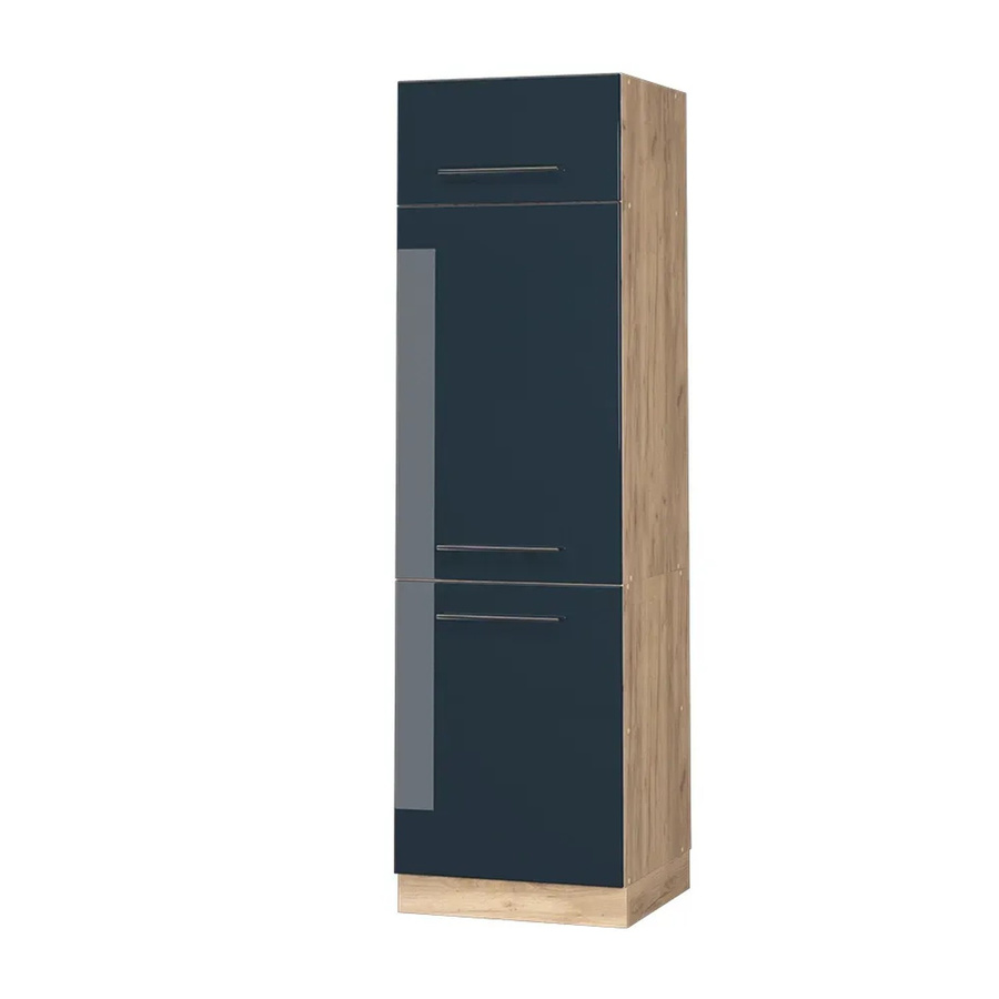 Vicco Kühlumbauschrank Fame-Line Eiche Dunkelblau Hochglanz Breite: 60 cm - Bild 3