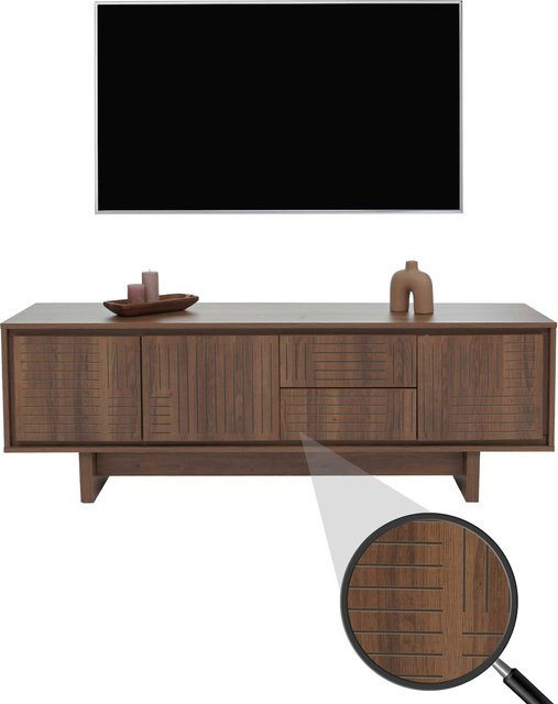 MCW TV-Rack O34 Lowboard Kommode in Braun mit Melamin-Oberfläche, B/T/H: 150 x 51,5 x 39,5 cm - Bild 1