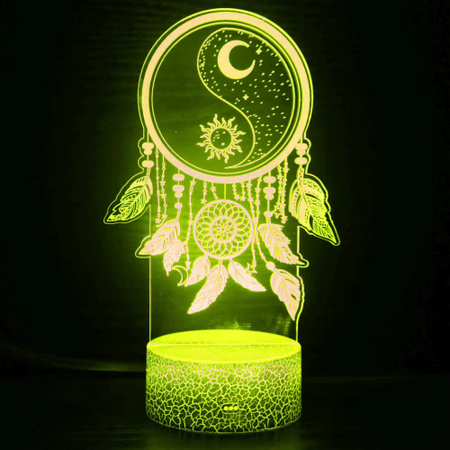 Nighdn 3D Illusions Lampe mit Traumfänger-Design, 16 Farbwechsel und Fernbedienung, Mehrfarbiges Nachtlicht für Kinder und Wohnräume
