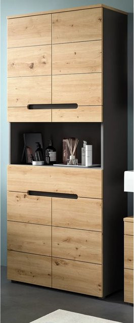 Inn.Furn Badezimmer Hochschrank Cooper in Eiche und Grau, B: 76 cm, H: 193 cm - Bild 1