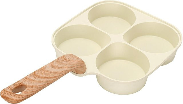 Fishine 4-Tassen-Frühstückspfanne aus Aluminiumlegierung mit Antihaftbeschichtung in Beige - Bild 1