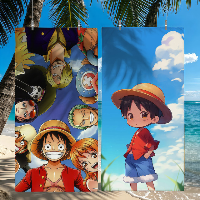 O-ONE One Piece Anime Handtuch, schnelltrocknendes Strandtuch in Multicolour für Schwimmbad, Camping, Yoga und Fitnessstudio - Bild 1